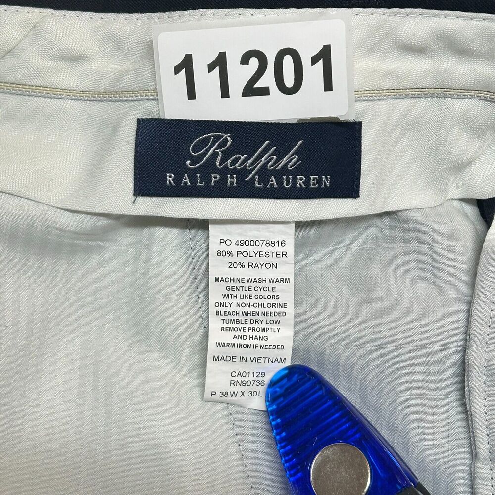 Brooks Brothers Dress Pants Mens 38x30 Blue Pleated Cuffed Hems Measures 37x30‎ - Picture 5 of 5